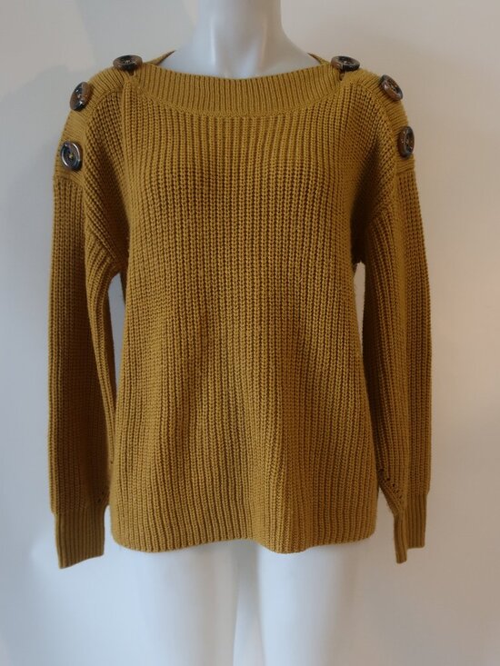 Philosophy Sweaters - Womens Philosophy (Item-805) Mustard Button Shoulder Sweater S​